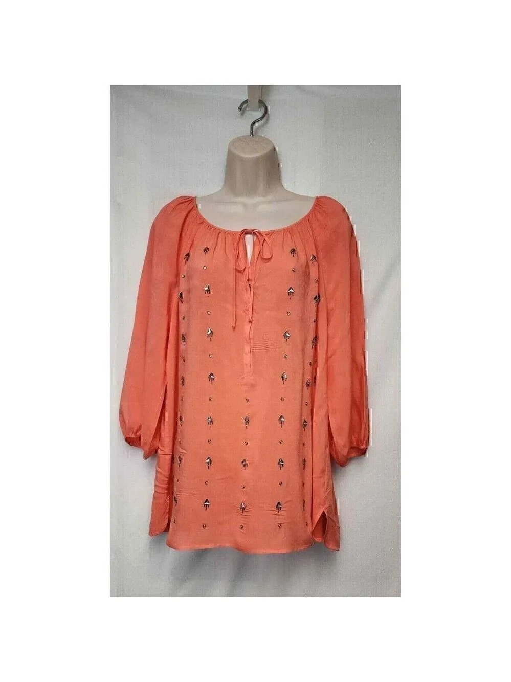 JCP JPPenny Round Neck Semi-Sheer Embellished Long Balloon Sleeve Color … - Picture 5 of 10